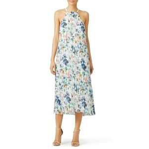 Likely Floral Chiffon Chester Pleated Midi Dress Womens Size 4 Multicolor